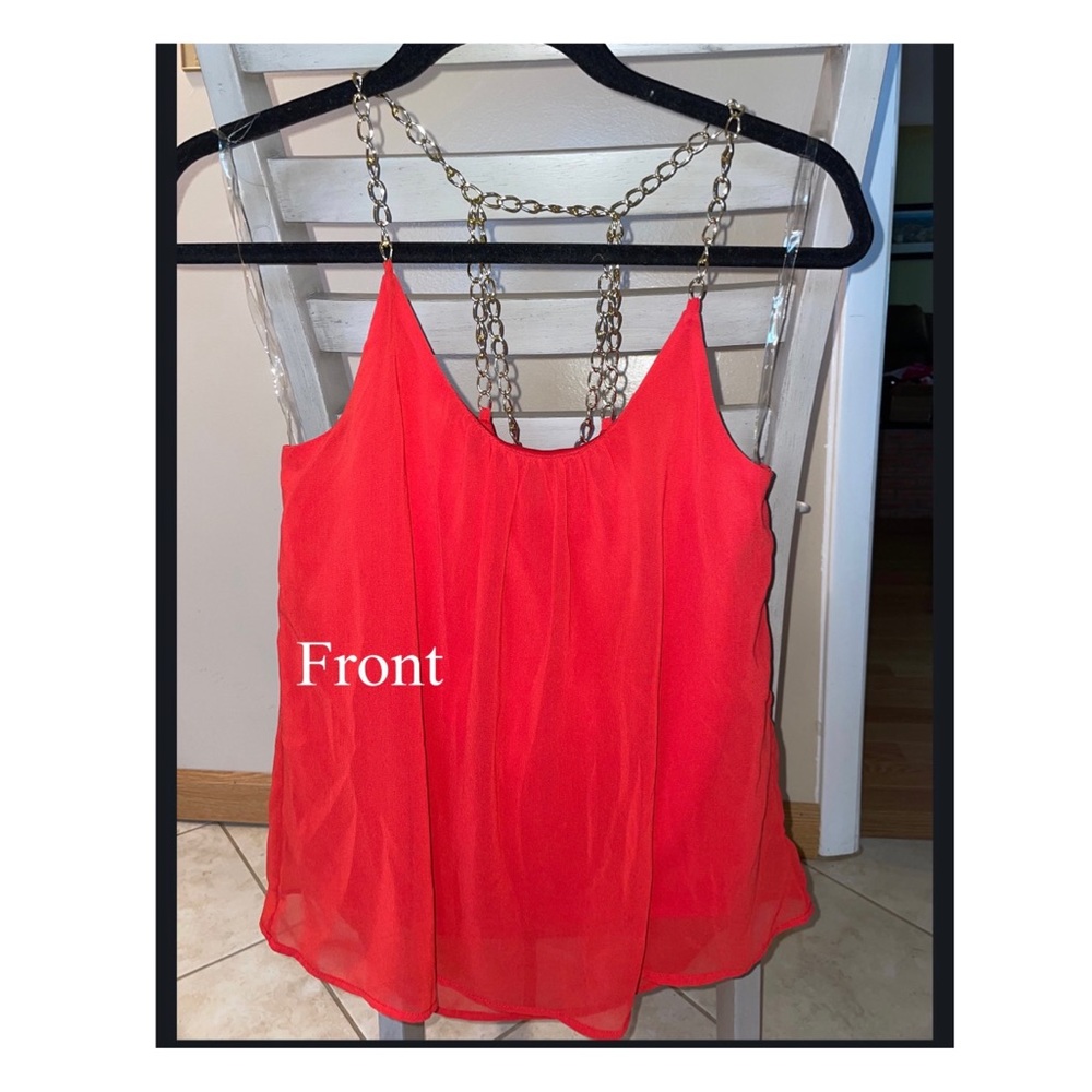 Red Chain Strap Tank Top